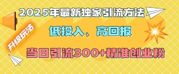 2025年最新独家引流方法，低投入高回报？当日引流300+精准创业粉-开心网创