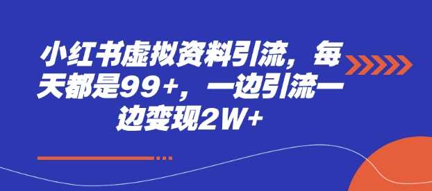 小红书虚拟资料引流，每天都是99+，一边引流一边变现2W+-开心网创