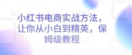 小红书电商实战方法，让你从小白到精英，保姆级教程-开心网创