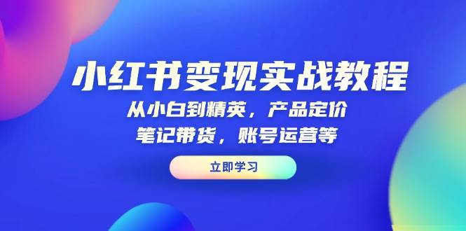 （13923期）小红书变现实战教程：从小白到精英，产品定价，笔记带货，账号运营等-开心网创