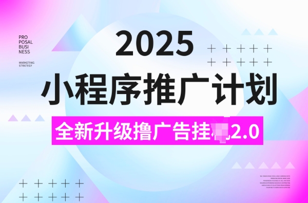 2025小程序推广计划，撸广告挂JI3.0玩法，日均5张【揭秘】-开心网创