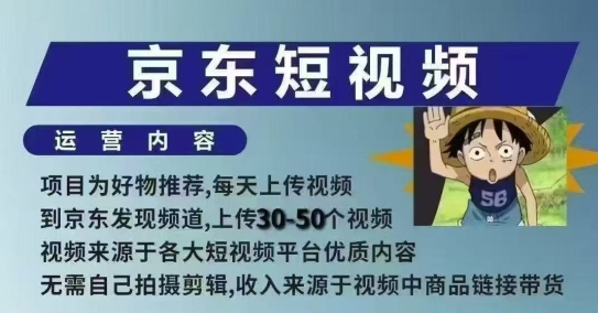 京东短视频带货课，无需自己拍摄剪辑，保姆式教学，两天快速上手-开心网创