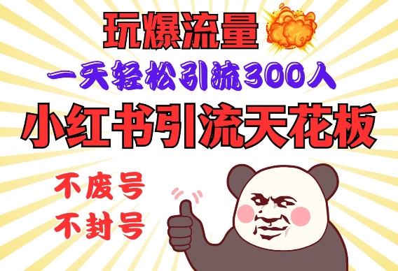 小红书引流天花板，玩爆流量，一天轻松引流300人，安全操作-开心网创