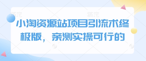 小淘资源站项目引流术终极版，亲测实操可行的-开心网创