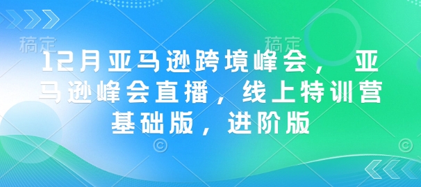 12月亚马逊跨境峰会， 亚马逊峰会直播，线上特训营基础版，进阶版-开心网创