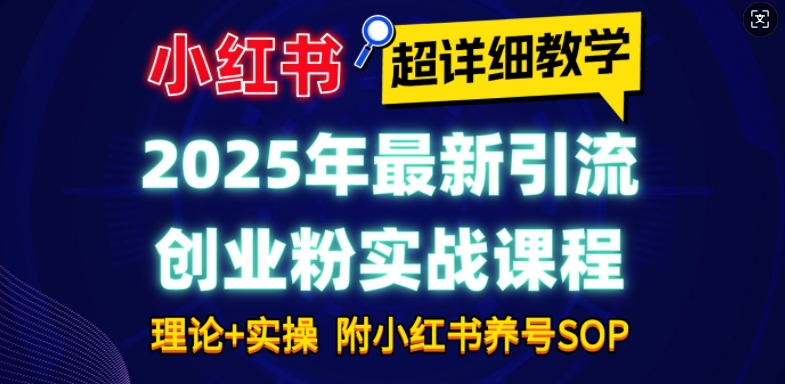 2025年最新小红书引流创业粉实战课程【超详细教学】小白轻松上手,月入1W+,附小红书养号SOP-开心网创