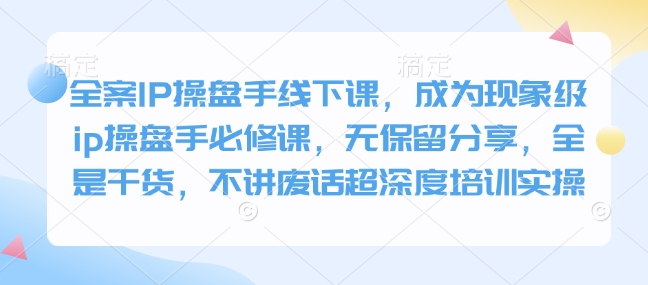 全案IP操盘手线下课,成为现象级ip操盘手必修课,无保留分享,全是干货,不讲废话超深度培训实操-开心网创