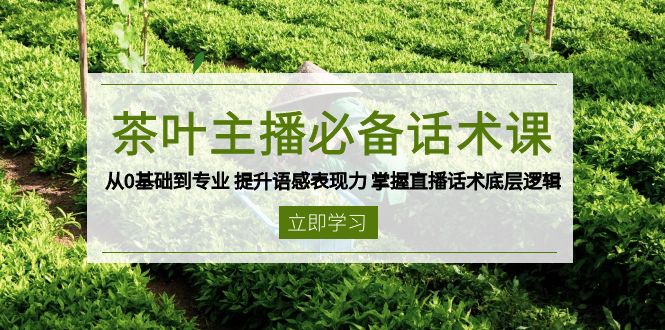 茶叶 主播必备话术课 从0基础到专业 提升语感表现力 掌握直播话术底层逻辑-开心网创