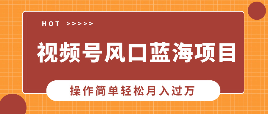 视频号风口蓝海项目，中老年人的流量密码，操作简单轻松月入过万-开心网创