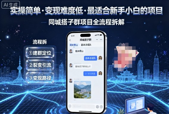 实操简单,变现难度低,最适合新手小白做的项目,每天轻松收入3张,同城搭子群项目全流程拆解-开心网创