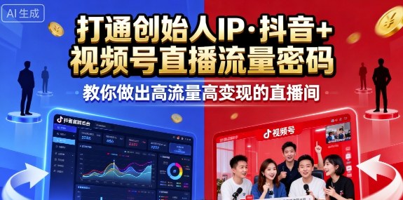 25年直播9-10两期线下课,打通创始人IP,抖音+视频号直播流量密码,教你做出高流量高变现的直播间-开心网创