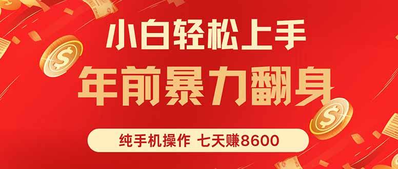 （16080期）七天狂赚8600，小白纯手机操作，日入1000+-开心网创