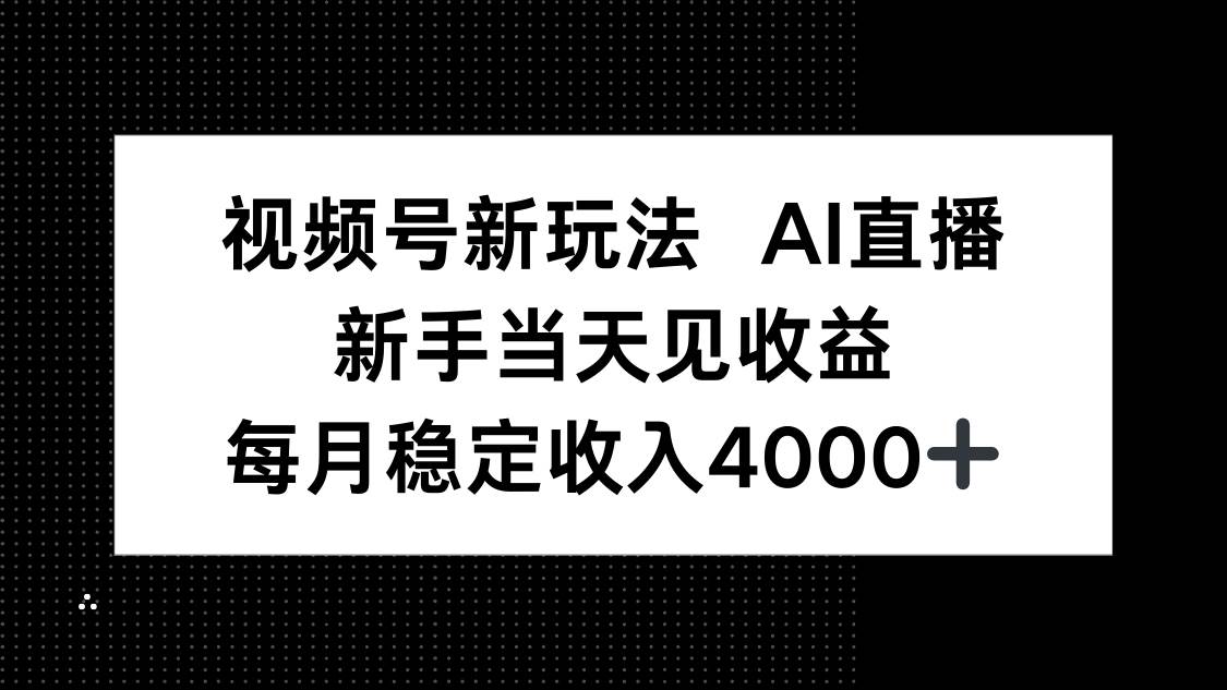 （16080期）视频号新玩法AI直播，新手小白当天见收益，月入4000+-开心网创