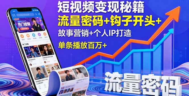 （16079期）短视频变现秘籍，流量密码+钩子开头+故事营销+个人IP打造，单条播放百万+-开心网创