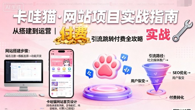 卡哇猫·网站项目，网站搭建与运营以及引流跳转付费-开心网创