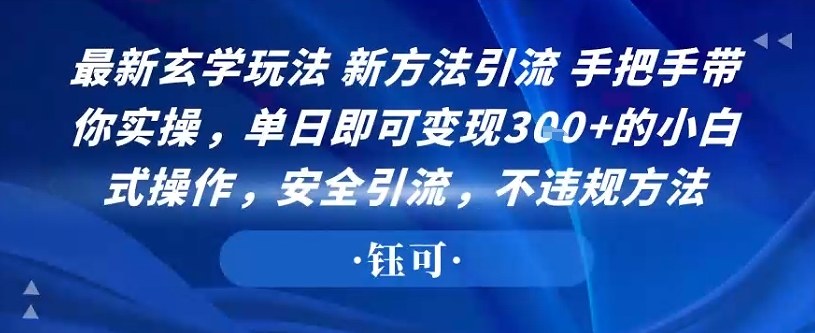 最新玄学玩法新方法引流手把手带你实操，单日即可变现3张+的小白式操作，安全引流，不违规方法-开心网创