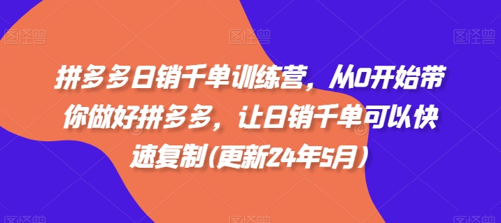拼多多日销千单训练营，从0开始带你做好拼多多，让日销千单可以快速复制(更新25年9月)-开心网创