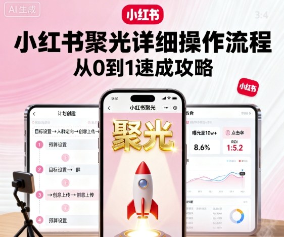 小红书聚光详细操作流程，小红书聚光从0到1速成攻略-开心网创