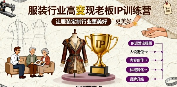 服装行业高变现老板IP训练营，让服装定制行业更美好-开心网创
