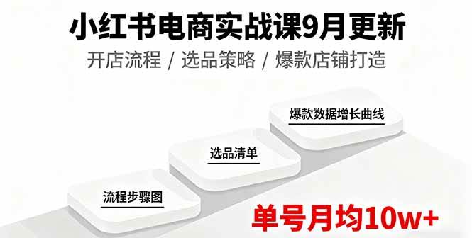 （16120期）小红书电商实战课9月更新，开店流程/选品策略/爆款店铺打造，单号月均10w+-开心网创