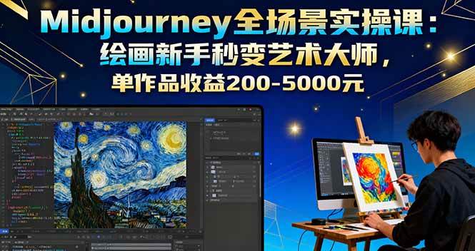 （16125期）Midjourney全场景实操课：绘画新手秒变艺术大师，单作品收益200-5000元-开心网创