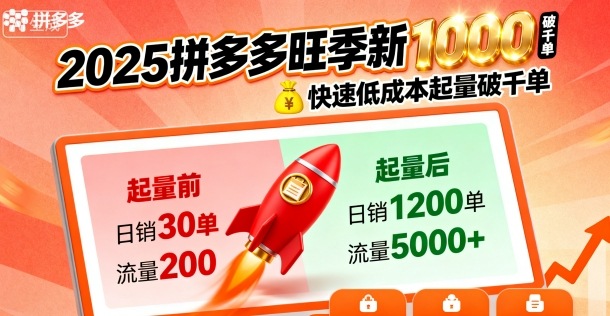 2025拼多多旺季新老店铺——快速低成本起量破千单-开心网创