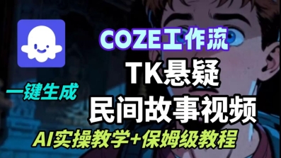 Coze扣子工作流一键生成TK悬疑民间故事视频，AI实操教学+保姆级教程-开心网创