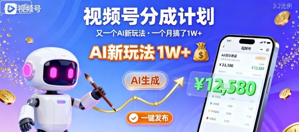 视频号分成计划：又一个AI新玩法，一个月搞了1W+，纯AI生成，一键发布即可-开心网创