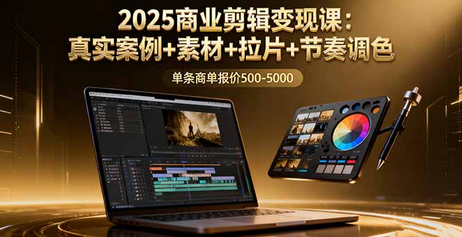 2025商业剪辑变现课：真实案例+素材+拉片+节奏调色，单条商单报价500-5000-开心网创