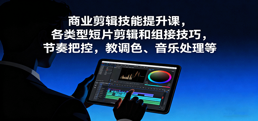 商业剪辑技能提升课，各类型短片剪辑和组接技巧，节奏把控，教调色、音乐处理等-开心网创