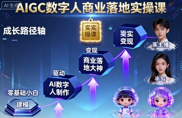 AIGC数字人商业落地实操课，从零基础小白到AI数字人大神-开心网创