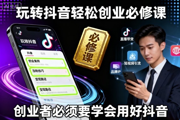 玩转抖音轻松创业必修课，创业者必须要学会用好抖音-开心网创