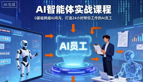 Ai智能体实战课程，0基础跨越Ai鸿沟，打造24小时帮你工作的Ai员工，打破常规，以实战定义Ai-开心网创