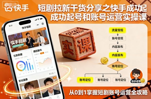 短剧拉新干货分享之快手成功起号和账号运营实操课-开心网创