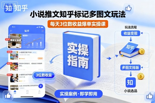 小说推文知乎标记多图文玩法，每天3位数收益爆单实操课-开心网创