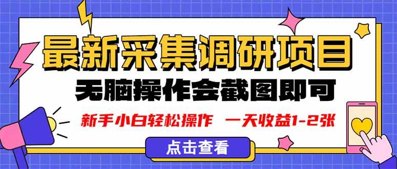 （16155期）新版采集调研项目，截图上传即可，无脑操作，日收益1-2张-开心网创