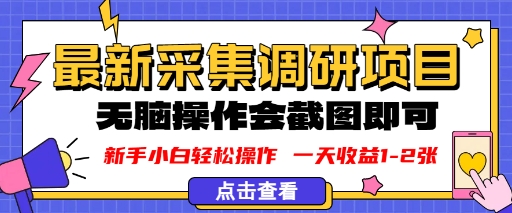 新版采集调研项目，截图上传即可，无脑操作，日收益1-2张-开心网创