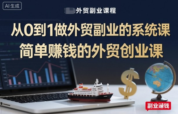 从0到1做外贸副业的系统课，简单賺钱的外贸创业课-开心网创