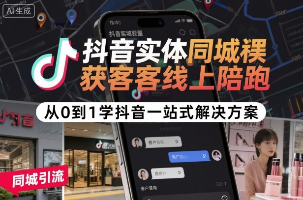 抖音实体同城获客线上陪跑，从0到1学抖音一站式解决方案-开心网创
