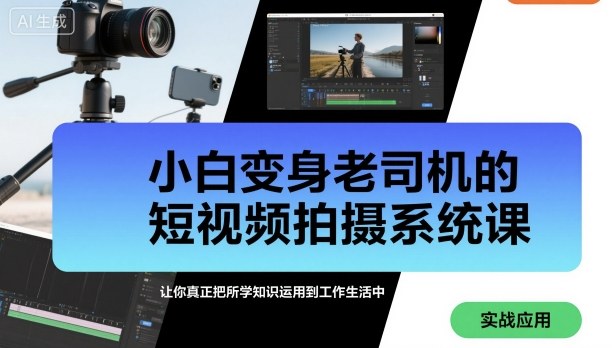 小白变身老司机的短视频拍摄系统课，让你真正把所学知识运用到工作生活中-开心网创
