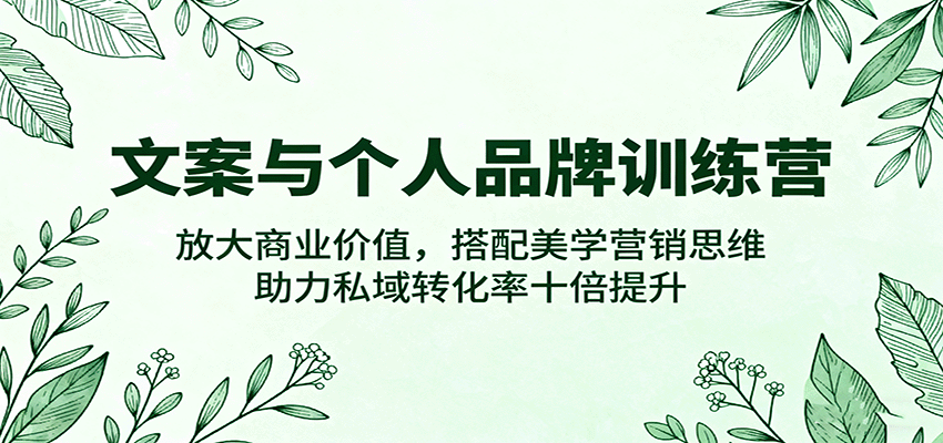 文案与个人品牌训练营，放大商业价值，搭配美学营销思维，助力私域转化率十倍提升-开心网创