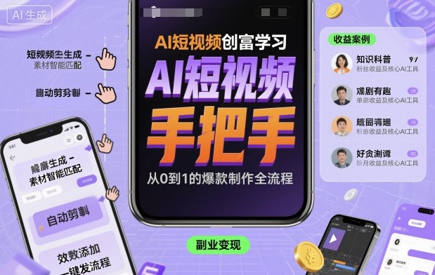 AI短视频创富学习，手把手教会你制作AI短视频-开心网创