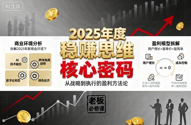 2025年度稳賺思维老板创业营，拆解2025年新商业环境下，企业实现持续盈利的核心密码-开心网创