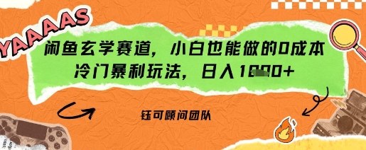 闲鱼玄学赛道，小白也能做的0成本冷门暴利玩法，日入多张-开心网创