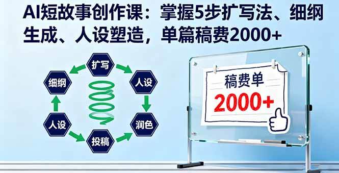 （16203期）AI短故事创作课：掌握5步扩写法、细纲生成、人设塑造，单篇稿费2000+-开心网创