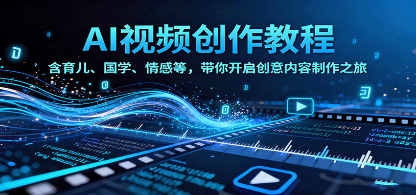 AI视频创富课，含育儿、国学、情感等，带你开启创意内容制作之旅-开心网创