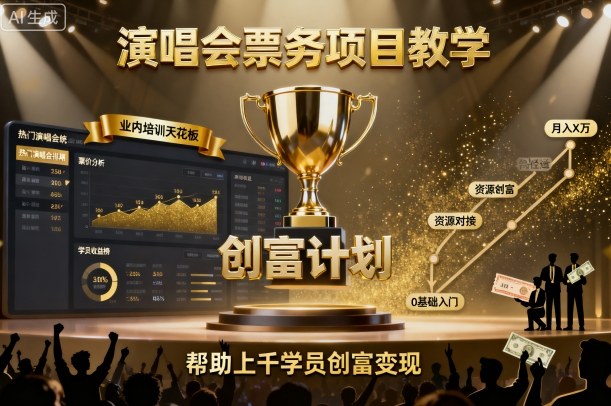 演唱会票务项目教学，业内培训天花板，帮助上千学员创富变现（更新）-开心网创