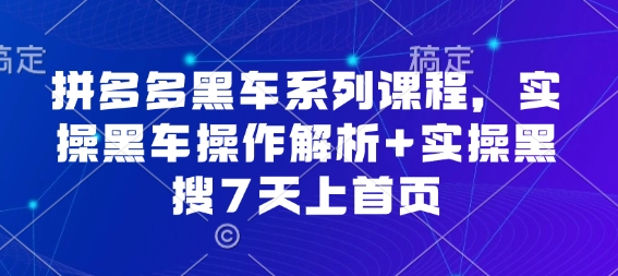 拼多多黑车系列课程，实操黑车操作解析+实操黑搜7天上首页【音频】-开心网创