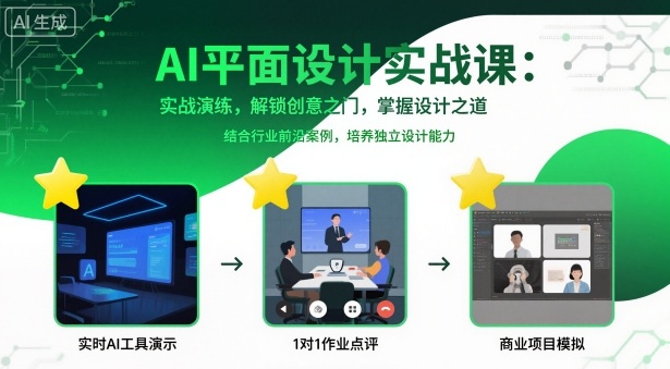 AI平面设计实战课，实战演练，解锁创意之门，掌握设计之道-开心网创