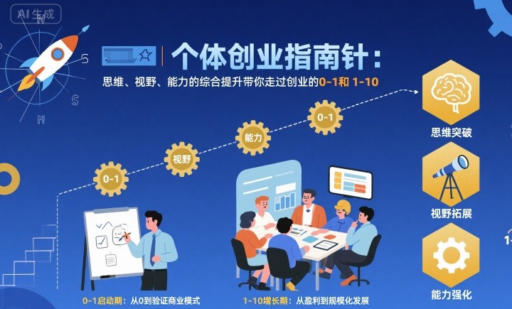 个体创业指南针，思维、视野、能力的综合提升带你走过创业的0-1和1-10【音频】-开心网创